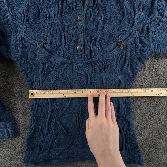 COOGI Blues Authentic Women Sweater Knit Pullover Blue Medium Cotton Henley - Picture 4 of 16